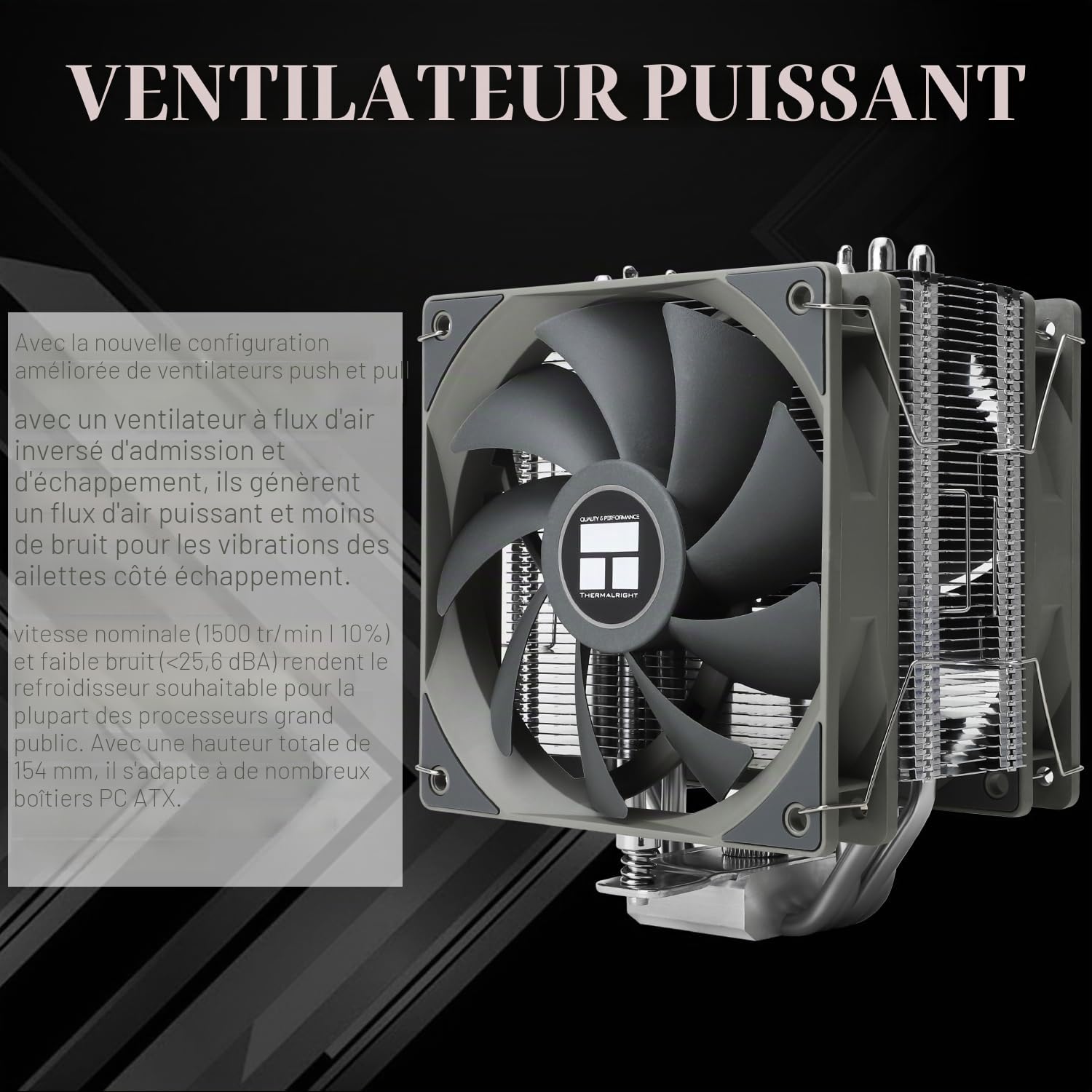 Thermalright Assassin Spirit 120 V2 Plus Refroidisseur d'air pour processeur, 4 caloducs, double PWM Quiet Fan pour AMD AM4 AM5/Intel 1700/1150/1151/1200(AS120 V2 Plus)