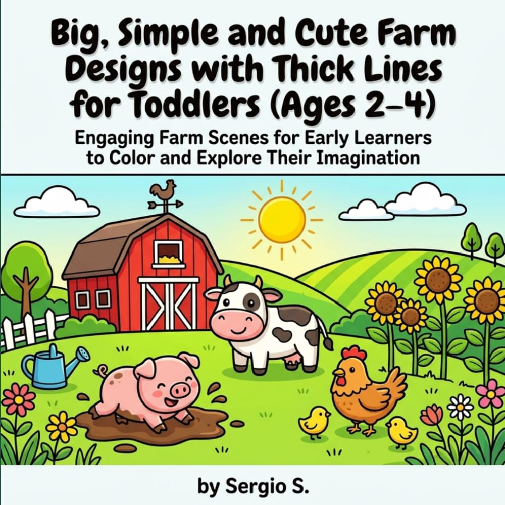 Big, Simple and Cute Farm Designs with Thick Lines for Toddlers (Ages 2–4): Interactive and playful farm images designed to captivate toddlers and inspire imaginative play