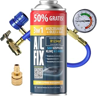 3in1 R1234yf kältemittel Ersatzgas - Kühlmittel Klima Auto - Gasflasche 1x235 g Auto Klimaanlage Nachfüllset - Wohnmobil - Klimaanlage Schlauch - Manometer Klimaanlage - ECO