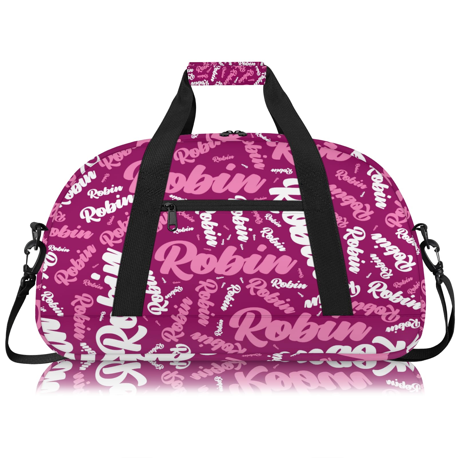 Personalized Sport-Gym-Swimming-Bag for Kids Custom Duffel Travel Bag for Boy Girl Dance Gymnastics Bag Overnight Weekend Bag Rose Pink Text