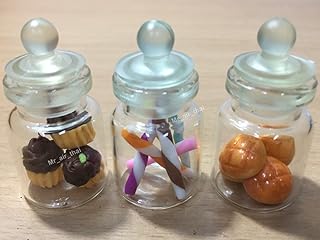 3pc Miniature Food Cookie Chocolate Cake Dollhouse Donut Candy Bread in Clear Glass Mini Bottle fruit #MF063