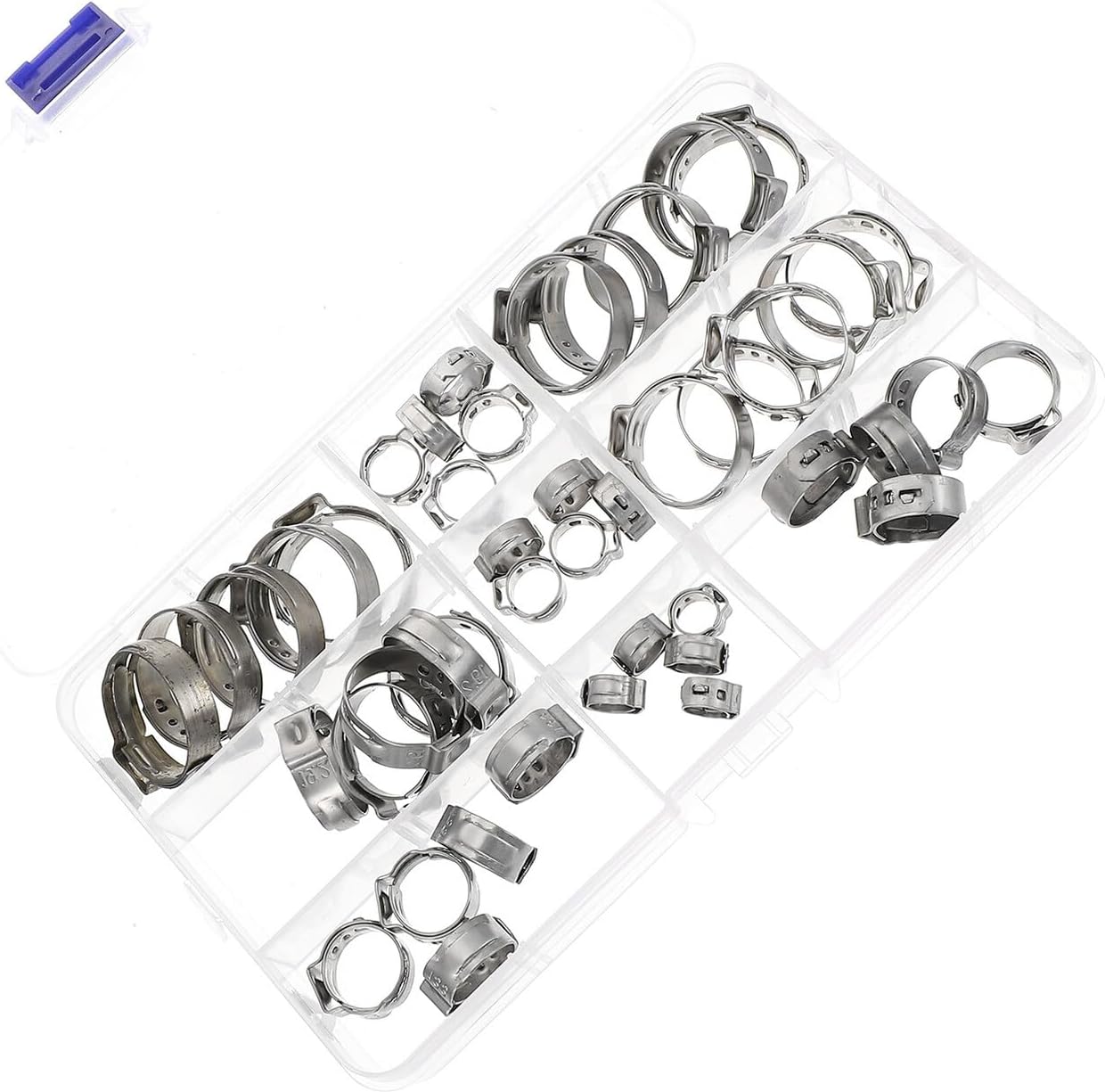 45 Pcs Stainless Steel Single Ear Hose Clamps 13mm Adjustable Fastener for Water Drainage and Industrial Plumbing Applications