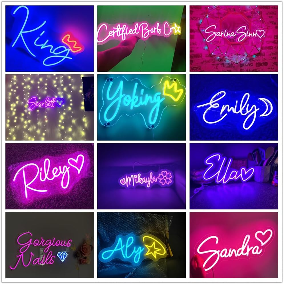 Custom Neon Signs for Wall Decor LED Neon Sign Customizable Personalized Name Signs Chritmas Gift for Teen Girl Custom Birthday Wedding Party Christmas Decoration Business Logo Sign