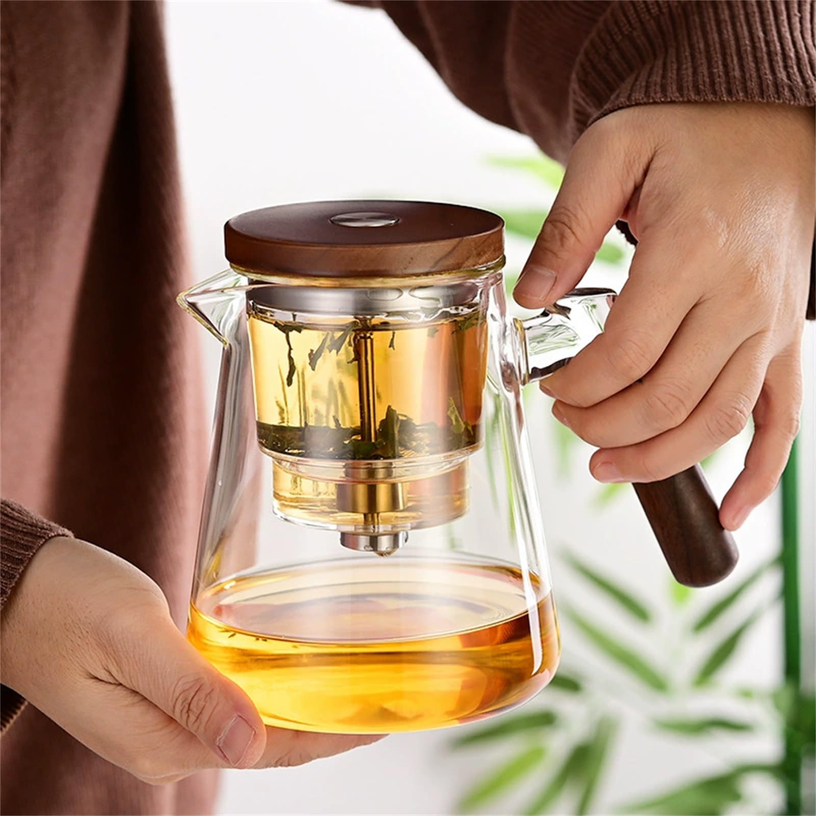 Teiera 800ml Separar Filtro Tetera Kung Fu Set da tè per tè in Fiore, tè Sfuso(Trasparente 800ml)