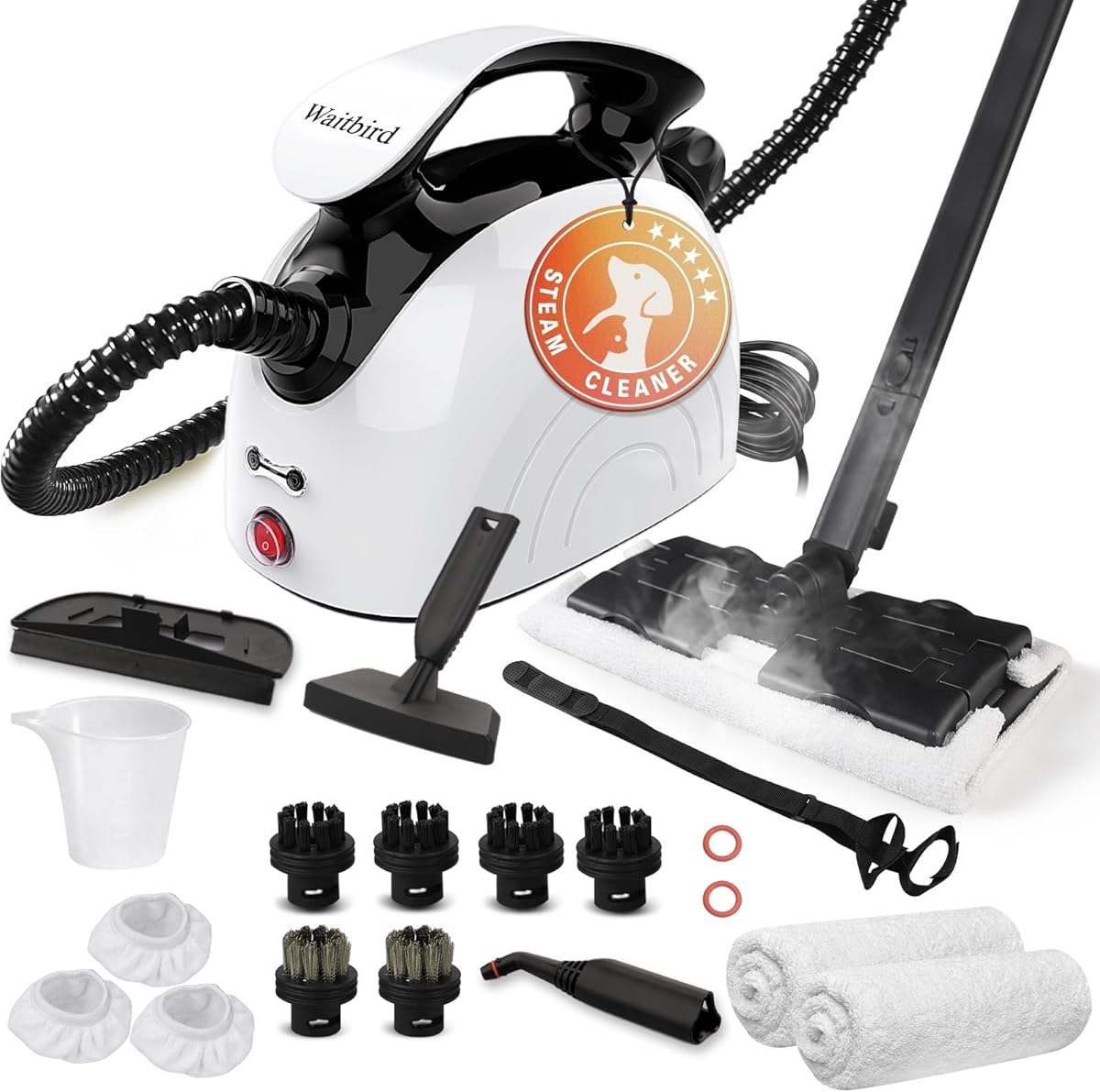 Steam Cleaner, Steam Cleaner For Home, Handheld Steamer For Cleaning With 21 Accessories, 248 °F High Temperature, Suitable for Grout, Floor. Sofas, Upholstery, Toys，White