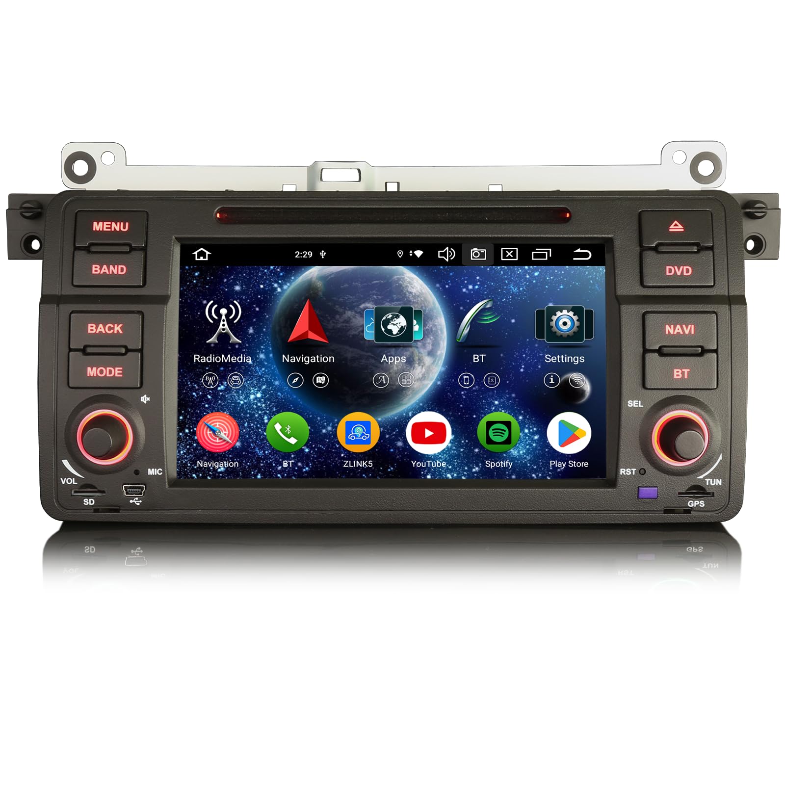 8-Core Android 16 Autoradio 4GO 64GO pour BMW Série 3 E46 Rover 75 M3 MG ZT | Carplay Android Auto DSP Bluetooth 5.0 WiFi GPS Navigateur écran Tactile Radio Stéréo CD DVD Canbus