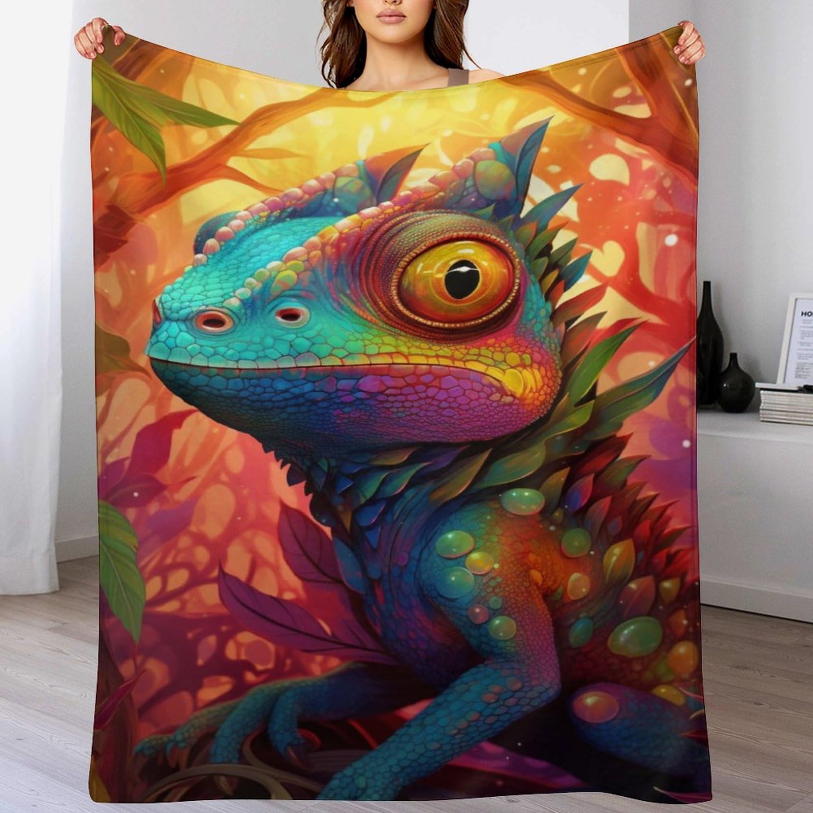 Couverture plaid caméléon en flanelle haut de gamme, jeté de chaise durable au fini soyeux