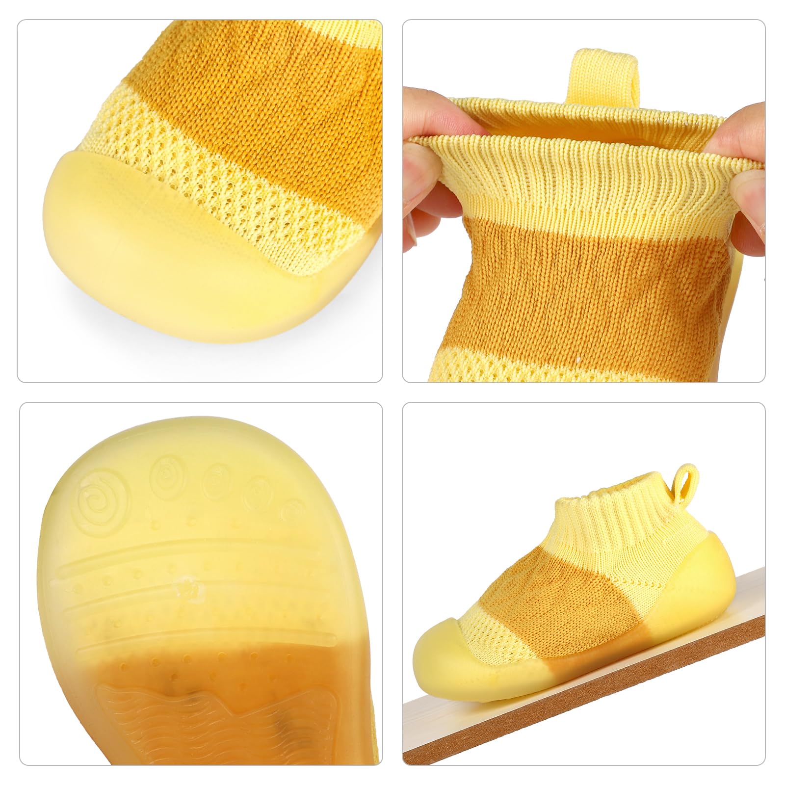 LACOFIA Chaussons Chaussettes Bébé Garçons Filles Chaussures Premier Pas Bébé Chaussettes Doux Respirant avec Semelle Souple Antidérapante en Caoutchouc pour Bébé 6~24 Mois