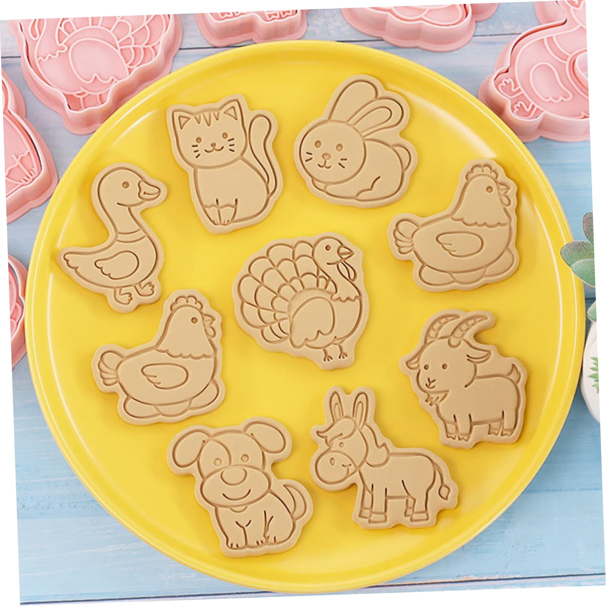 Cabilock 5juegos Cortadores De Galletas De Animales De Plástico Reutilizables Para Hornear Set De Moldes De Biscuit Para Repostería y Infantiles y