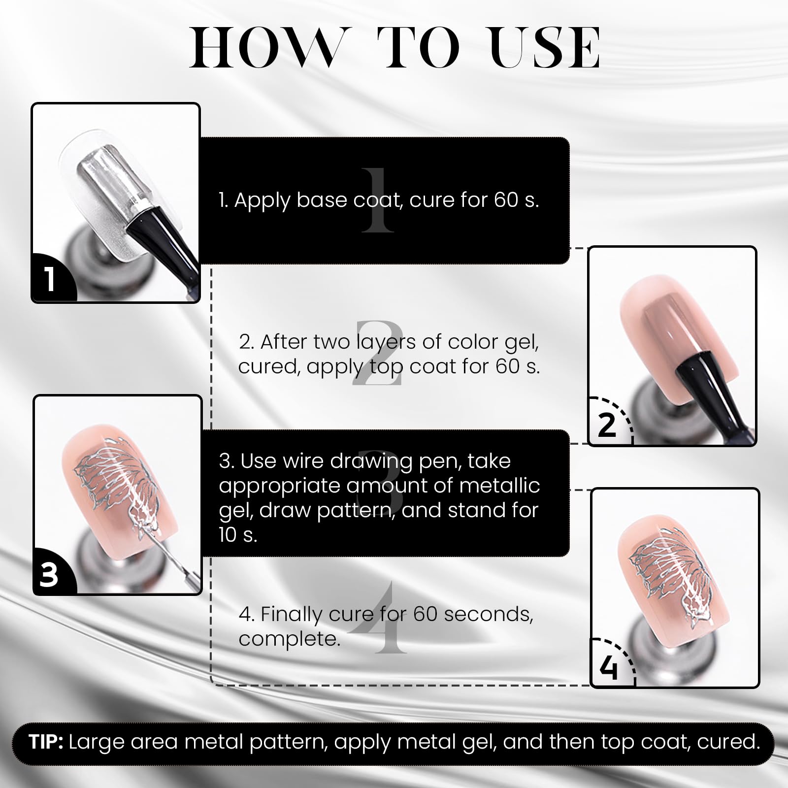 Gel de peinture métallique pour ongles, liner métallique, kit de peinture à jour, gel UV réfléchissant fort, avec pinceaux, gel à ongles, or clair