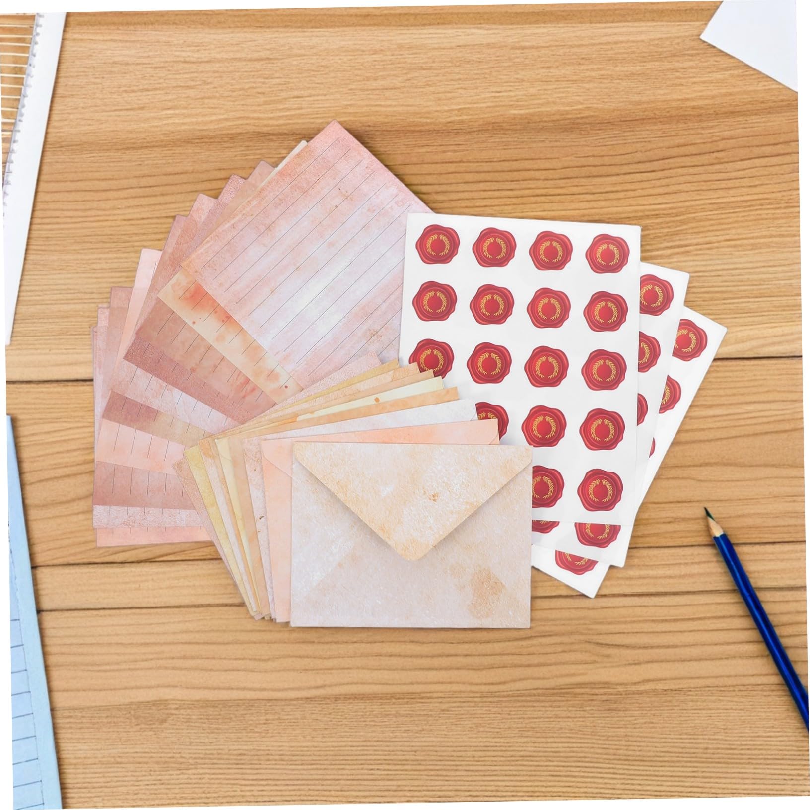 Operitacx 100sätze Retro-briefpapier-set mit Umschlägen Liniertem Papier im Vintage-stil für Handgeschriebene Briefe und Notizen Dekoratives Notizpapier