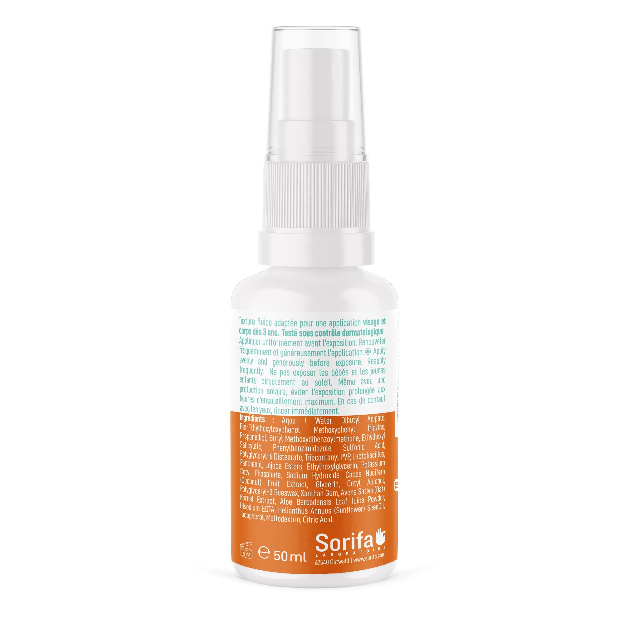 Set di 3 - Dermécran - Spray solare SPF50+ - Viso e corpo - Formula Ocean Friendly - Resistente all'acqua - Per tutta la famiglia dai 3 anni - Made in France - Spray da 50 ml