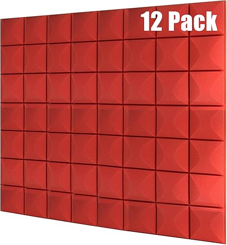 Paneles de espuma acústica, paquete de 12 unidades de 2 x 12 x 12 pulgadas, insonorización de alta densidad para pared, paneles de espuma a prueba