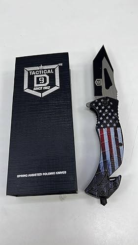 Cuchillo de bolsillo plegable de 8 pulgadas con clip de bolsillo, cuchillo de impresión de bandera de EE. UU., cuchillo plegable táctico para