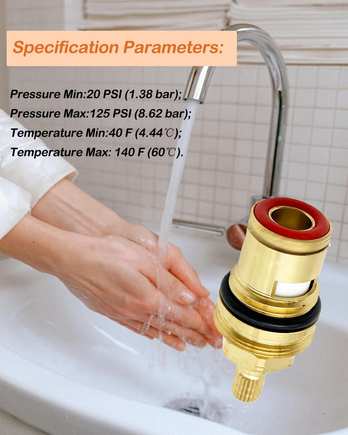 013787-45 - Conjunto de cartucho de cerámica para grifos de latón T&S, presión 20PSI-125PSI Temperatura 40F-140F, reemplazo de filtro de grifo de cartucho de cerámica - HOT