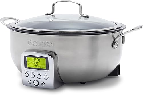 GreenPan Elite - Sartén eléctrica de 6 cuartos de galón, arroz salteado para cocinar, cerámica saludable antiadherente, piezas aptas para