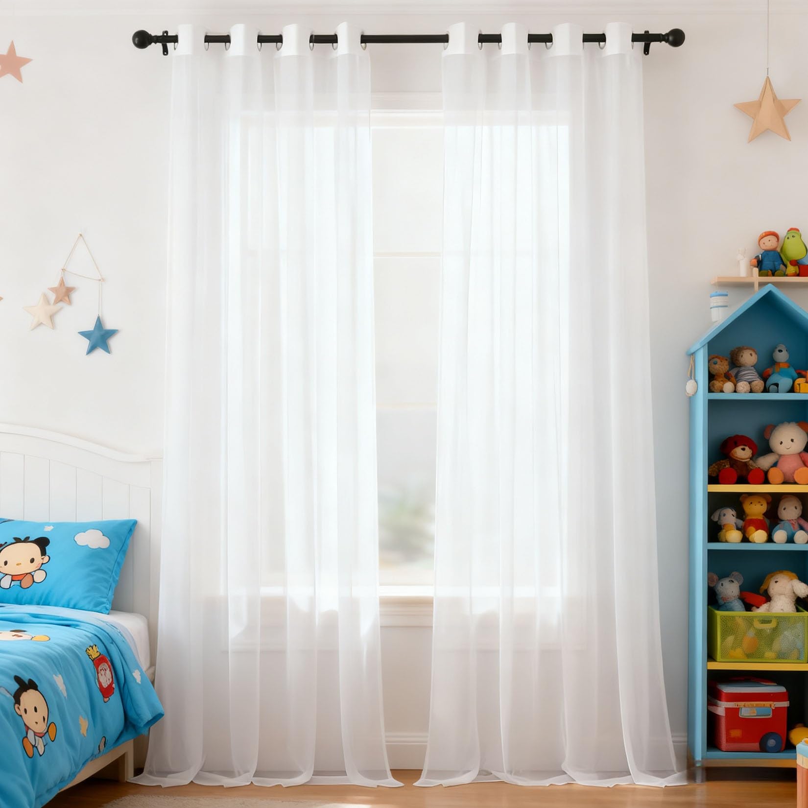 Rideau voile blanc 125x150 cm idéal pour salon chaleureux et chambre cosy