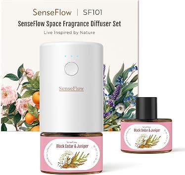 Plug-in Air Freshener for Home, Waterless Essential Oil Diffuser for Bedroom and Bathroom, Non-Toxic Formula for Pets and Nursery, 120 Days Runtime, Refillable Black Cedar & JuniperH Pink