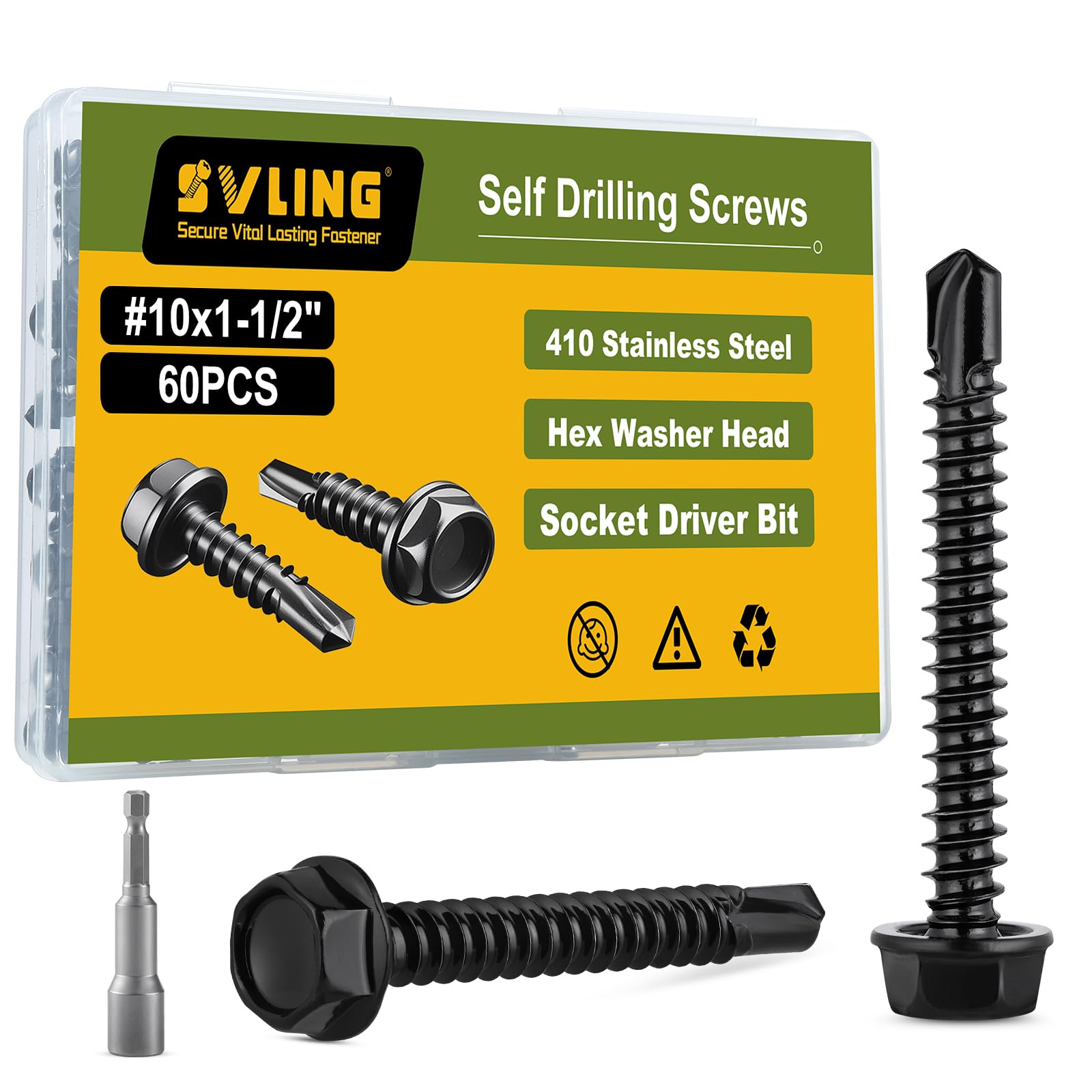 Black Self-Tapping Screws - 121PCS Stainless Steel Kit -21 Black Self-Tapping Screws - 121PCS Stainless Steel Kit -21