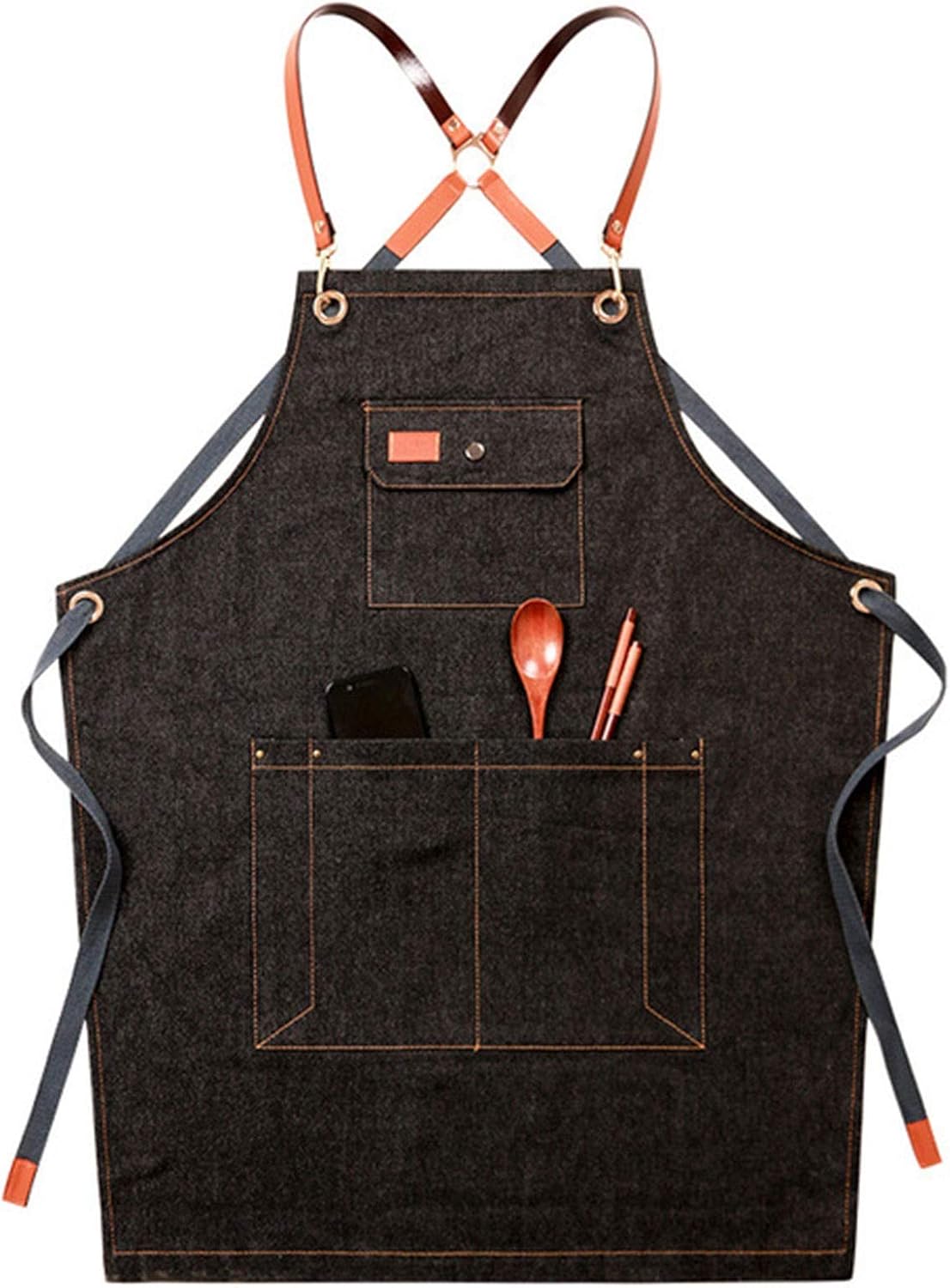 tool apron,Work Apron With Pockets, Tool Apron Heavy Duty Work Aprons Unisex for Kitchen, Garden, Pottery, Craft Workshop, Garage (Color : Black, Size : X-Large)