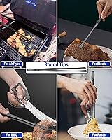 Vista 4 de JETKONG 2 pinzas para alimentos de 9 pulgadas, pinzas de cocina de acero inoxidable, pinzas de cocina (negro)