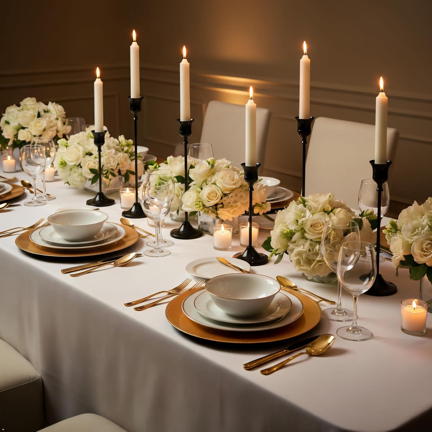 Black Candlestick Holders Set of 6-3 Different Heights Sturdy Metal Taper Candle Stands, Detachable Vintage Design for Weddings & Holidays - Image 5