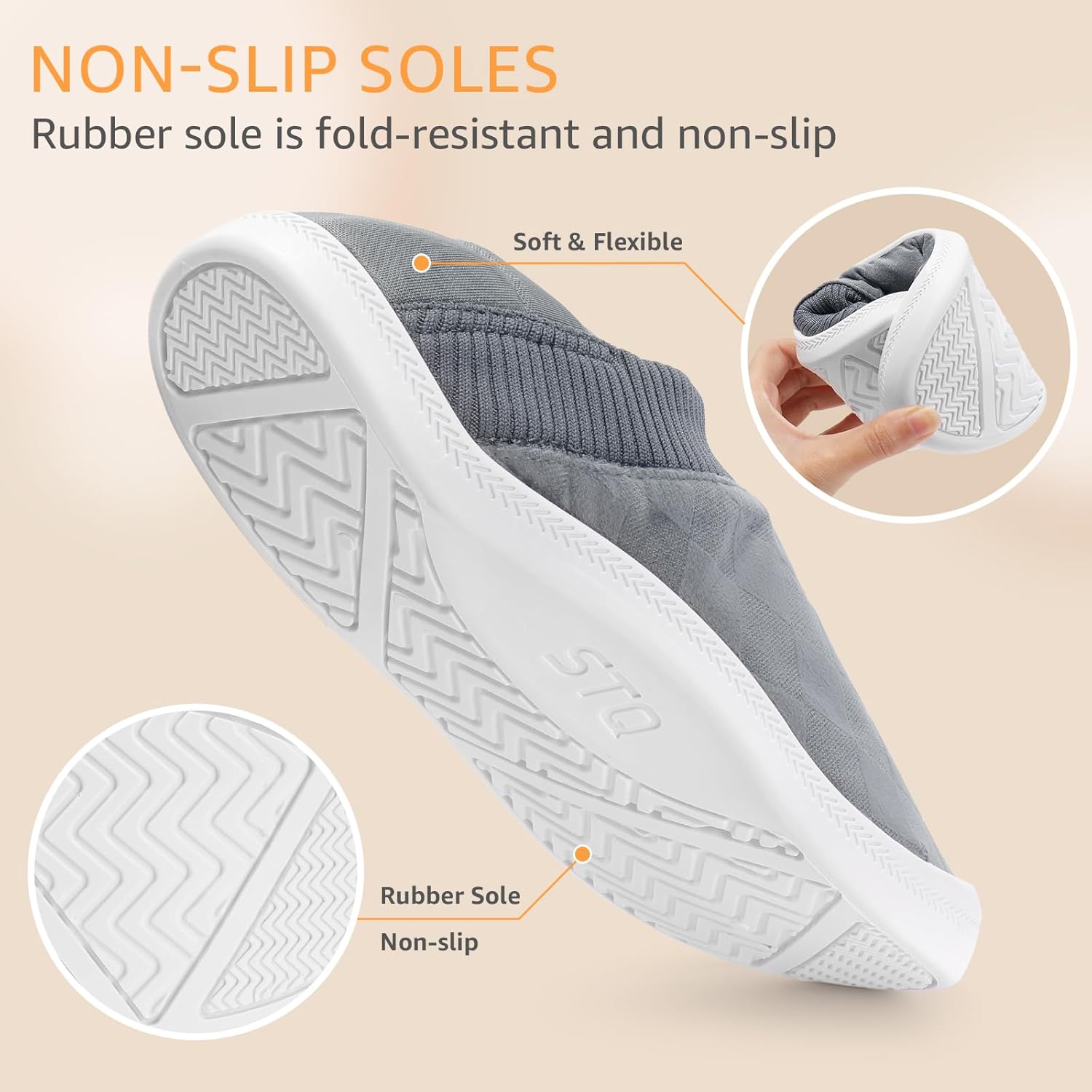 STQ Womens Indoor Slippers Slip on House Slipper with Cozy Warm Bedroom Home Travel Fluffy Shoes Grey 10 US - Image 6