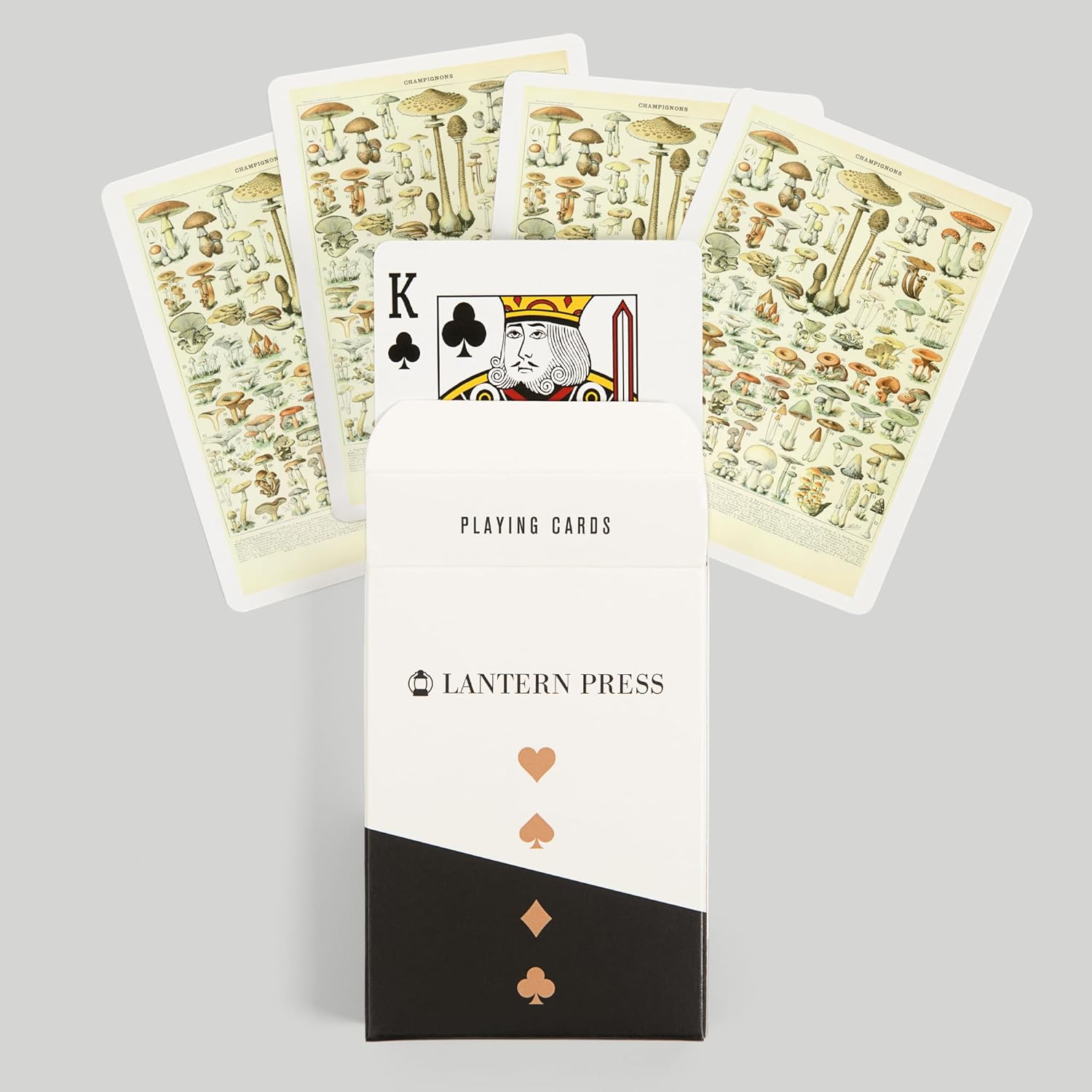 Lantern Press Mushrooms, B, Vintage Bookplate, Adolphe Millot Artwork, 52 Playing Cards for Adults, Poker Size Card Deck