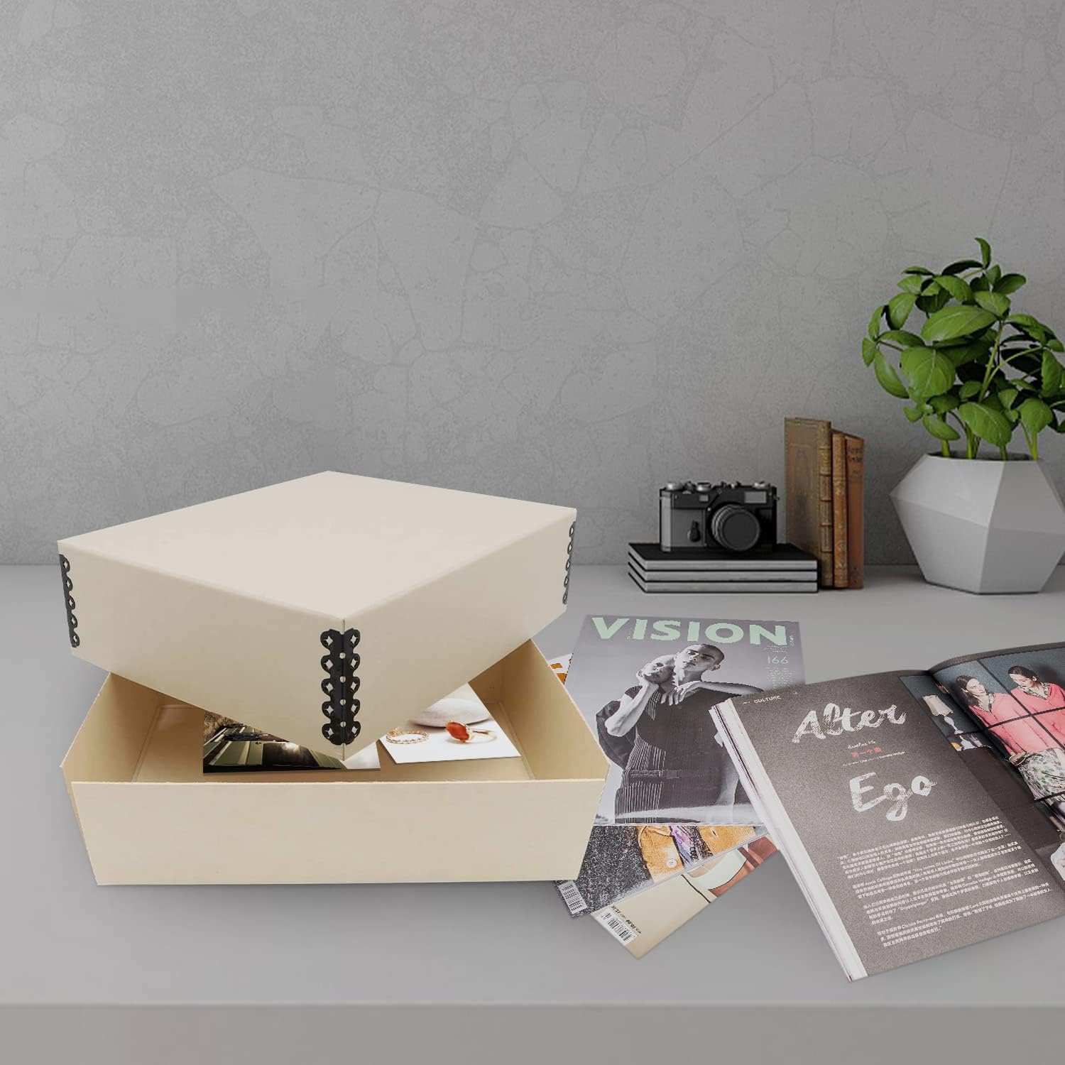 Lineco, 8x10 Tan Museum Archival Storage Box, Drop Front Design. Acid-Free with Metal Edge. Protects Pic Longevity, Organize Photos, Documents, Crafts, DIY.