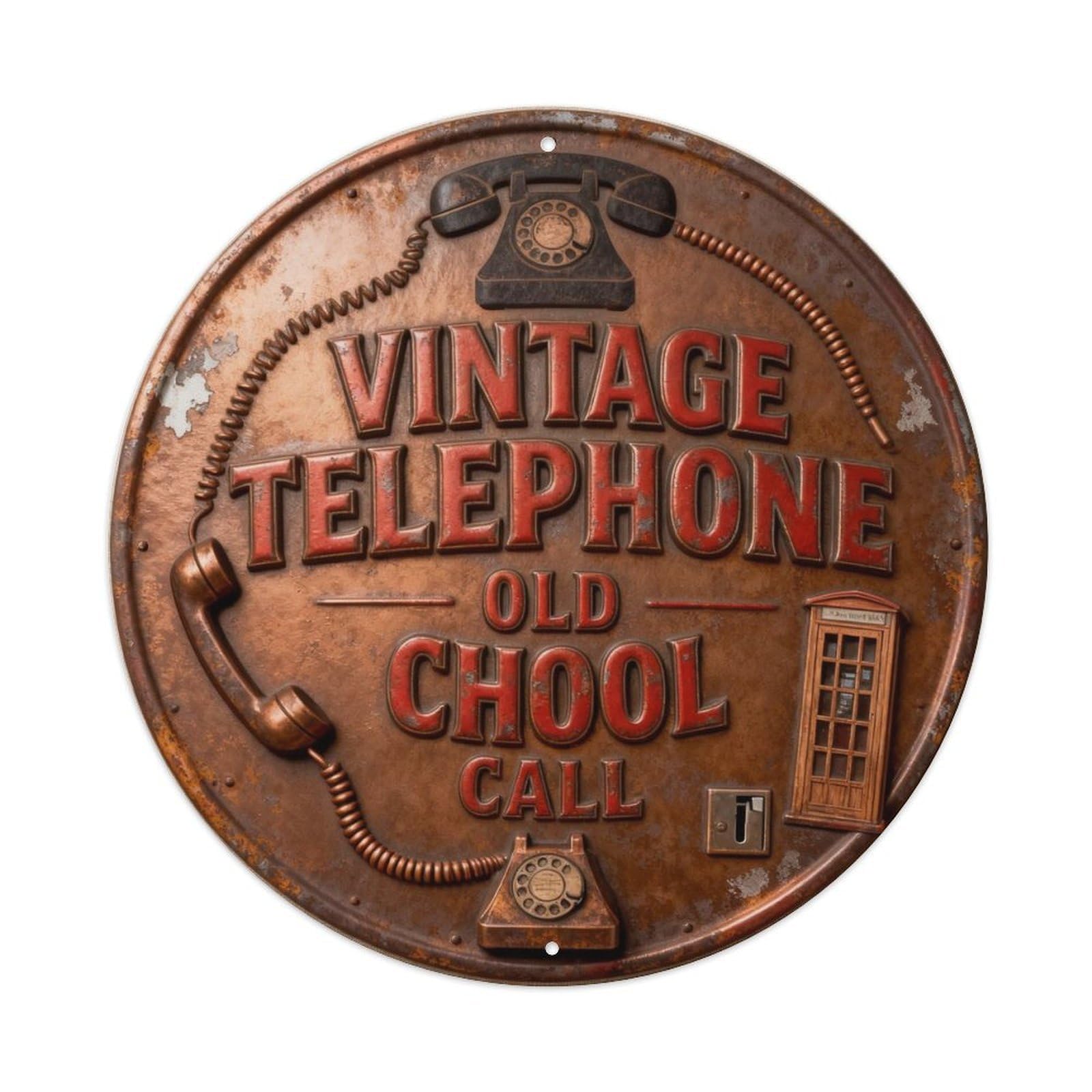 VINTAGE TELEPHONE OLD SCHOOL CALL Metal Tin Sign Plaque