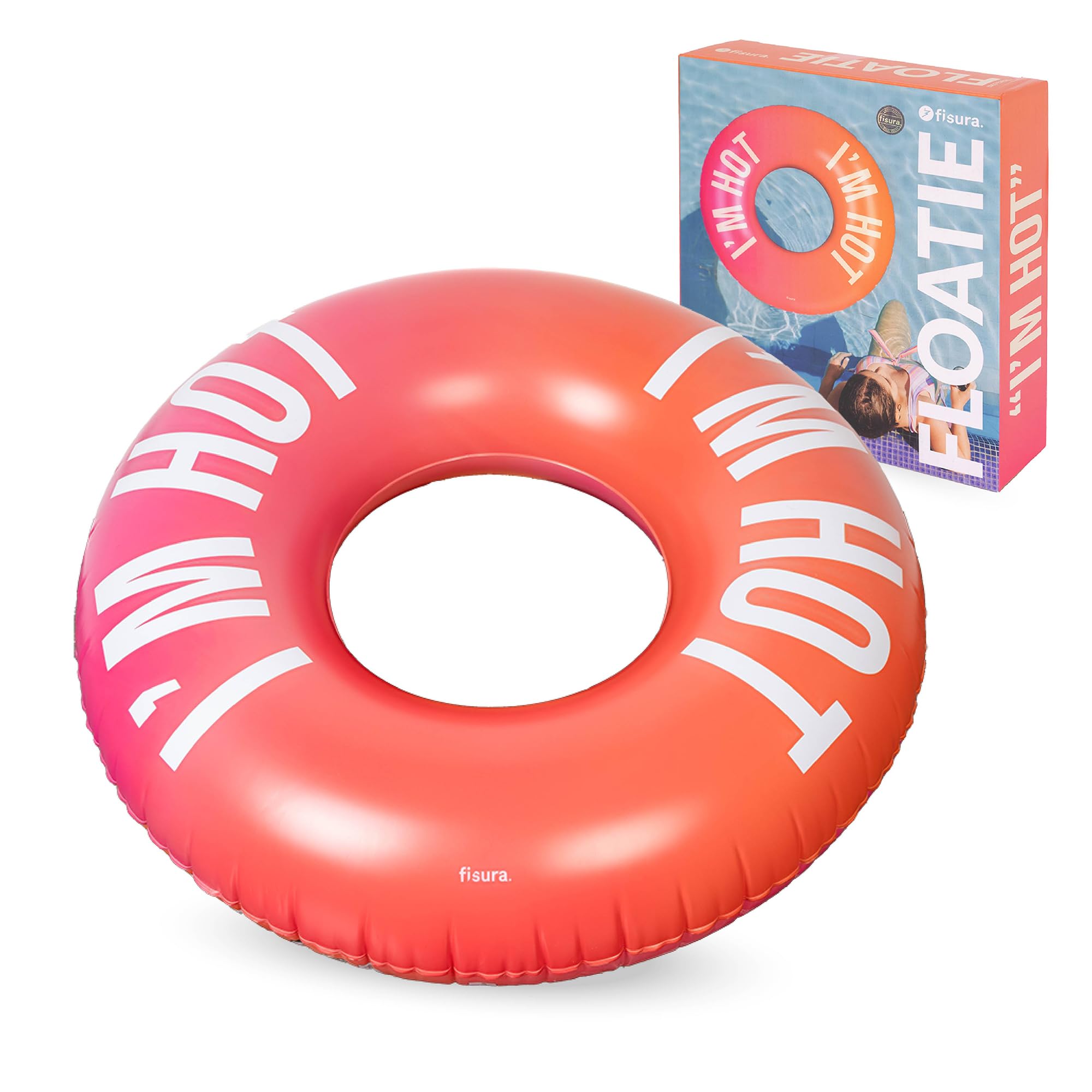 Fisura - Original Inflatable Float I´m hot. 120 cm Pool Float with Safety Valve for Quick Inflation and Deflation. Beach and Swimming Pool Inflatables for Kids and Adults
