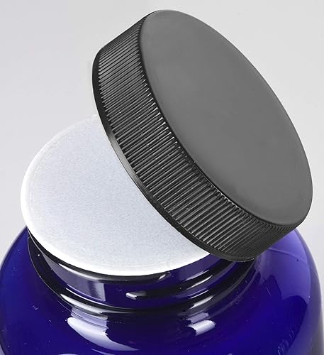 Miniatura 6 de JUVITUS Paquete de 6 botellas de plástico PET cobalto de 8 onzas con tapa acanalada negra + etiquetas