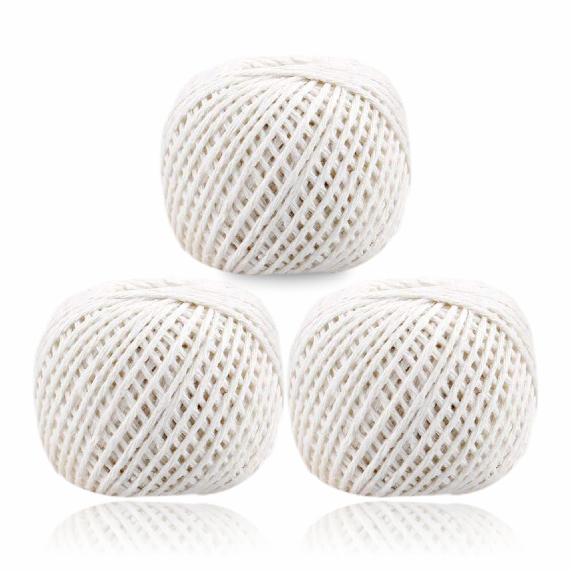 The Bell White Cooking String Cotton Ball Gift Wrapping Bakers For Culinary Tasks Sausage Tying Meat Art Craft Project Garden Application Yarn Handicrafts Cord Butcher Twine Diy Decorations 3X45m Approx (3Pcs)