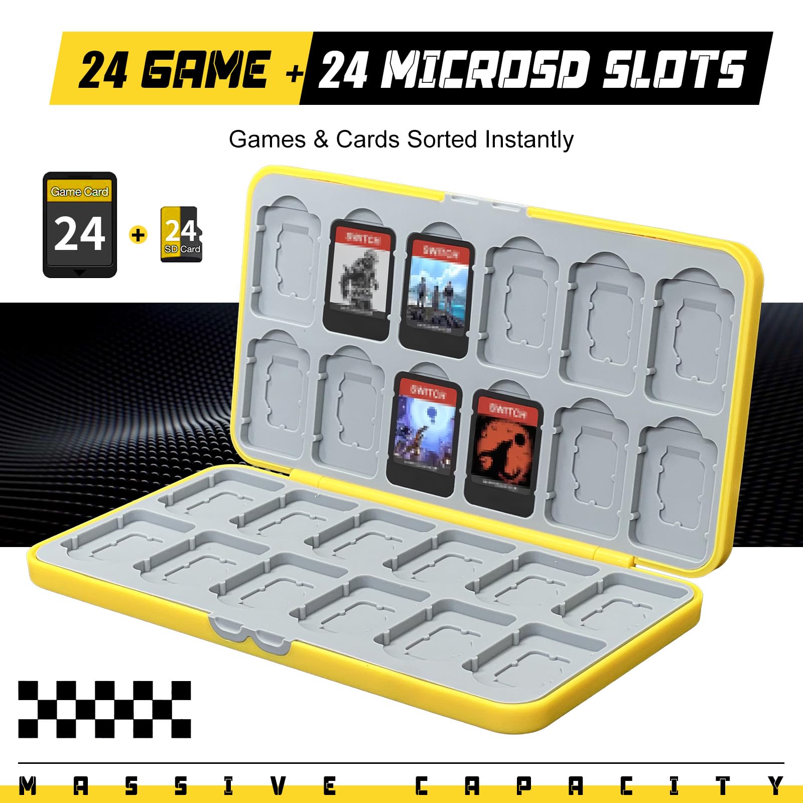 Custodia per Schede di Gioco, Custodie Giochi per Switch, Switch Game Card Case, Con 24 Giochi Cartridge Slot & 24 SD Card Storage, Design Magnetico,Organizer Antiurto Resistente All'acqua (DC2417)