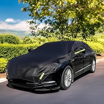 Konnfeir Half Car Cover All Weather Car Body Cover Sunshade Cover Snow Cover Waterproof Snowproof Universal 210D Oxford Fabric (Fit SUV Length 174'' To 189