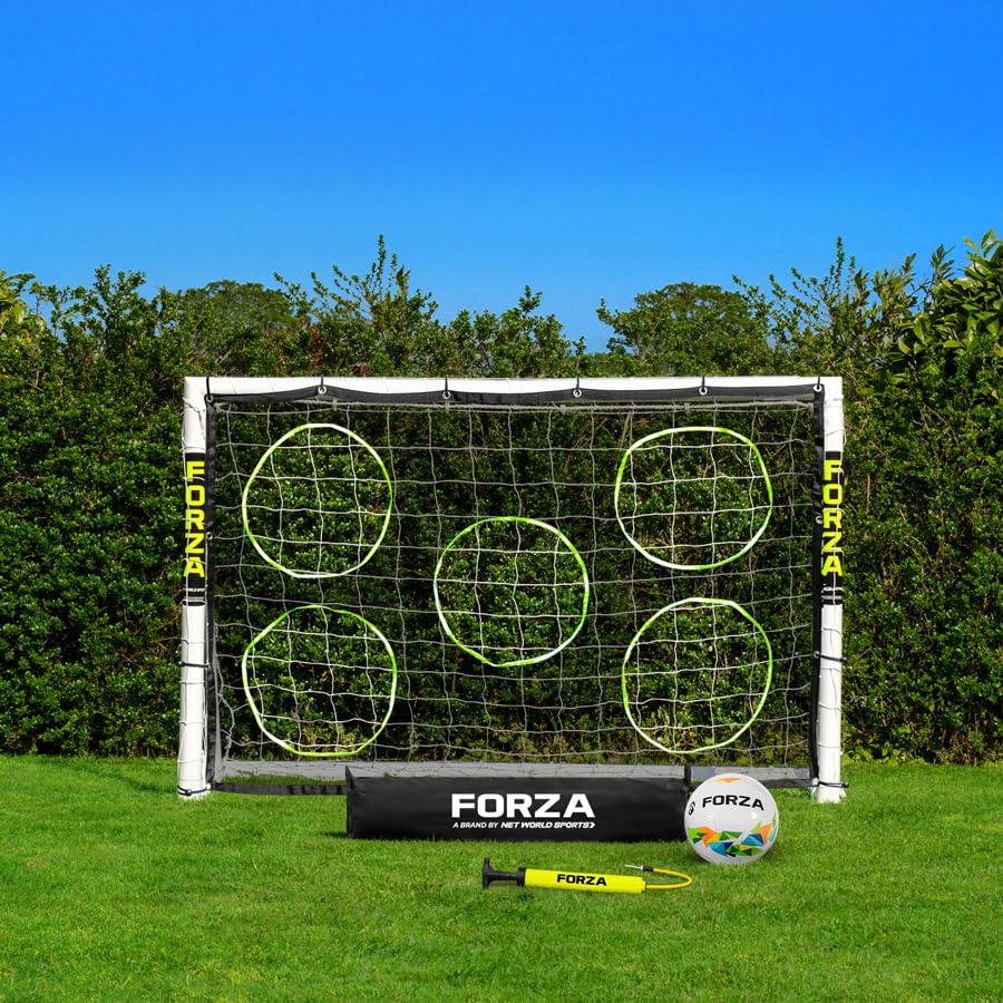 FORZA 1,8m x 1,2m Fußballtor | Allwetter-Fußballtore aus uPVC – Zielfolie, Fußball und Tragetasche optional – Perfekt zum Üben und Spielen! (Tor, Ball, Tasche + Zielwand)