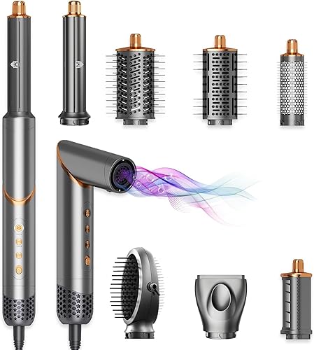 Vista 8 de 9 en 1 cepillo secador de pelo con envoltura de aire y cepillo para peinar - 110,000 RPM de alta velocidad, cepillo de aire caliente iónico plegable