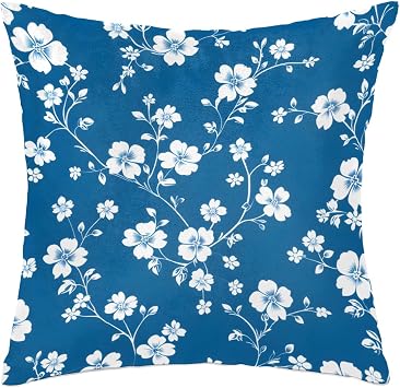 Japanese White Cherry Blossoms Throw Pillow Covers 16x16 Inch Pillow Cases Square Decorative Pillow Covers Soft Cushion Covers for Couch Sofa Bed Home Farmhouse Living Room Decoration Pillowcases