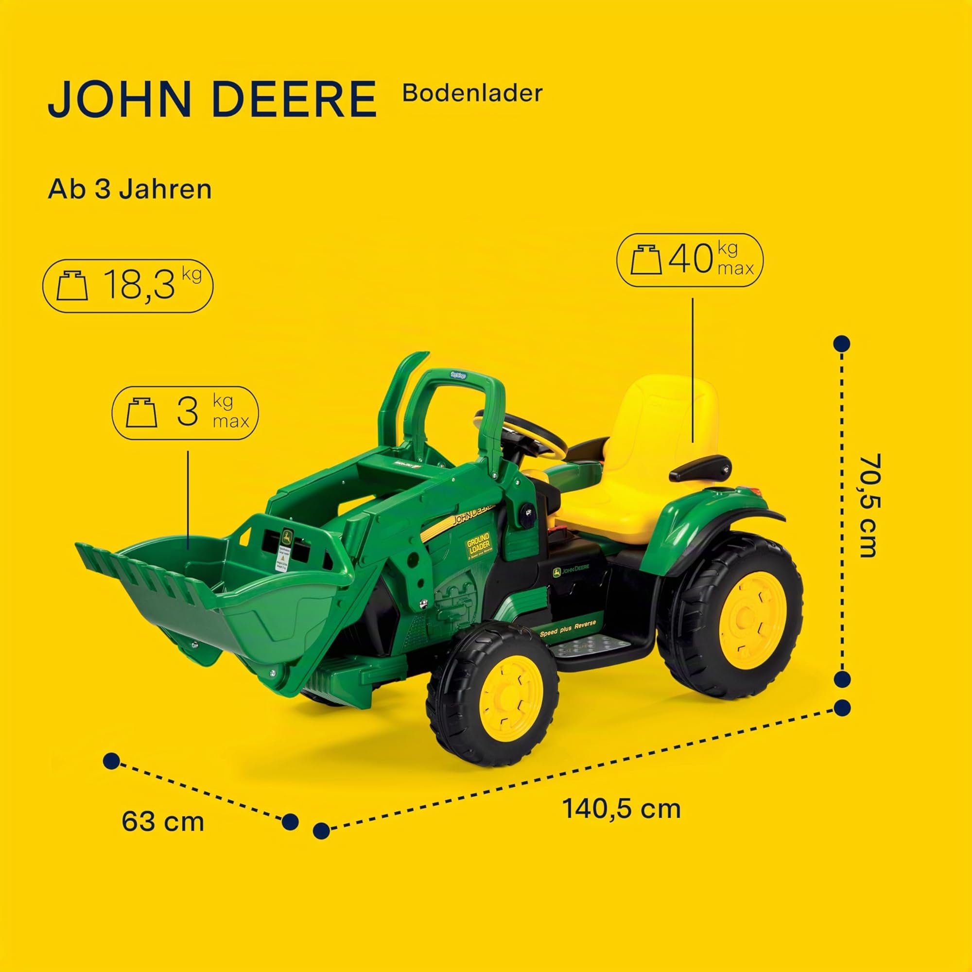 Peg Perego John Deere Backhoe Loader OR0068 Yellow/Green Toys
