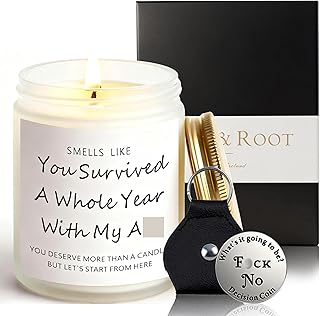 Funny Gift Set for Men Women – Lavender Scented Candle & Decision Coin Keychain – Unique Anniversary, Birthday, Valentine’s Day, Christmas Gifts for Men, Women, Husband, Wife, Friends