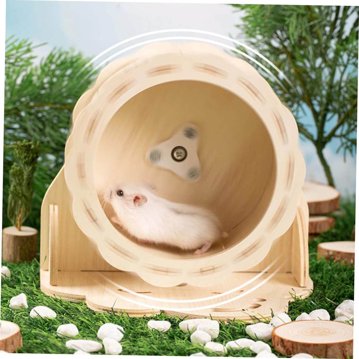 Ruota Silenziosa per Criceti e Piccoli Animali Domestici in Materiale Sintetico Khaki, per Esercizio e Sollievo Dalla Solitudine in Casa o Negozio per Animali