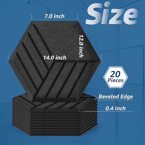 Miniatura 2 de Art3dwallpanels Paquete de 20 paneles acústicos autoadhesivos, paneles de pared insonorizados de 14 x 12 x 0.4 pulgadas, paneles de absorción de