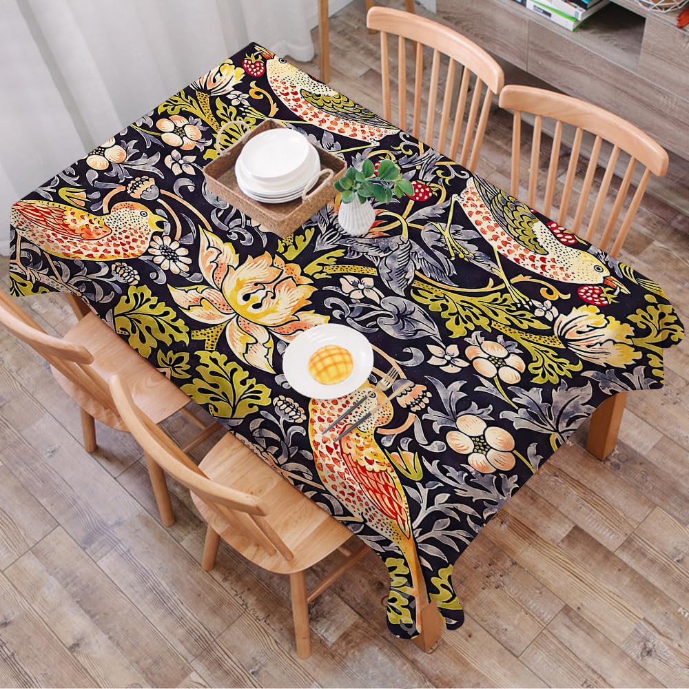 DALEXHM Table Cloth Wipe Clean Rectangular, wipeable tablecloths,Dining Table Cover for Kitchen Outdoor Garden Table,William Morris's famous Strawberry Thief pattern (1883).,54x72 in