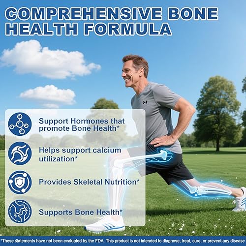 Miniatura 3 de Suplemento de calcio, complejo de salud ósea con vitaminas D y K2, cobre, manganeso, minerales para una densidad ósea saludable y absorción de
