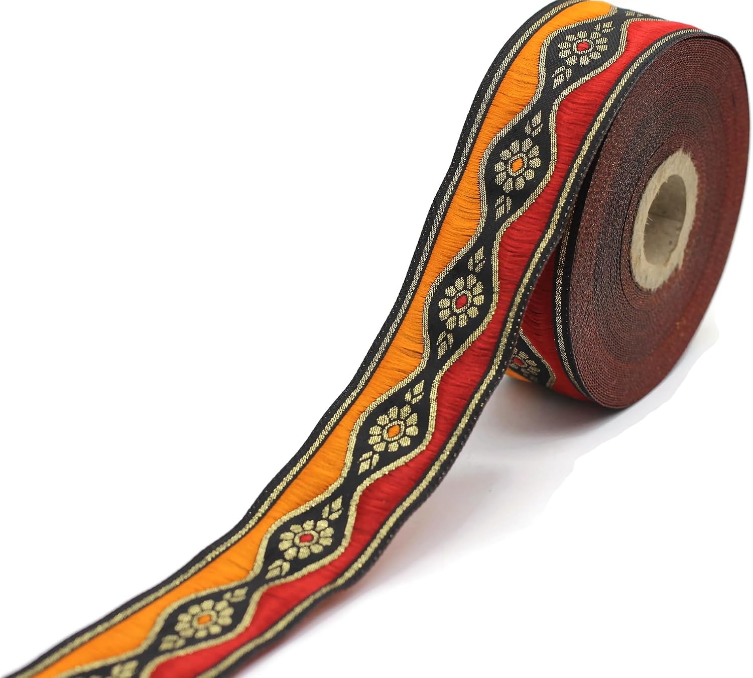 11 Yard Spool 1.37 inches Wide Orange Royal Blossom Ribbon Flower Embroidered Ribbon Great for Home Decor Craft Supply Jacquard Ribbon Trim 35924