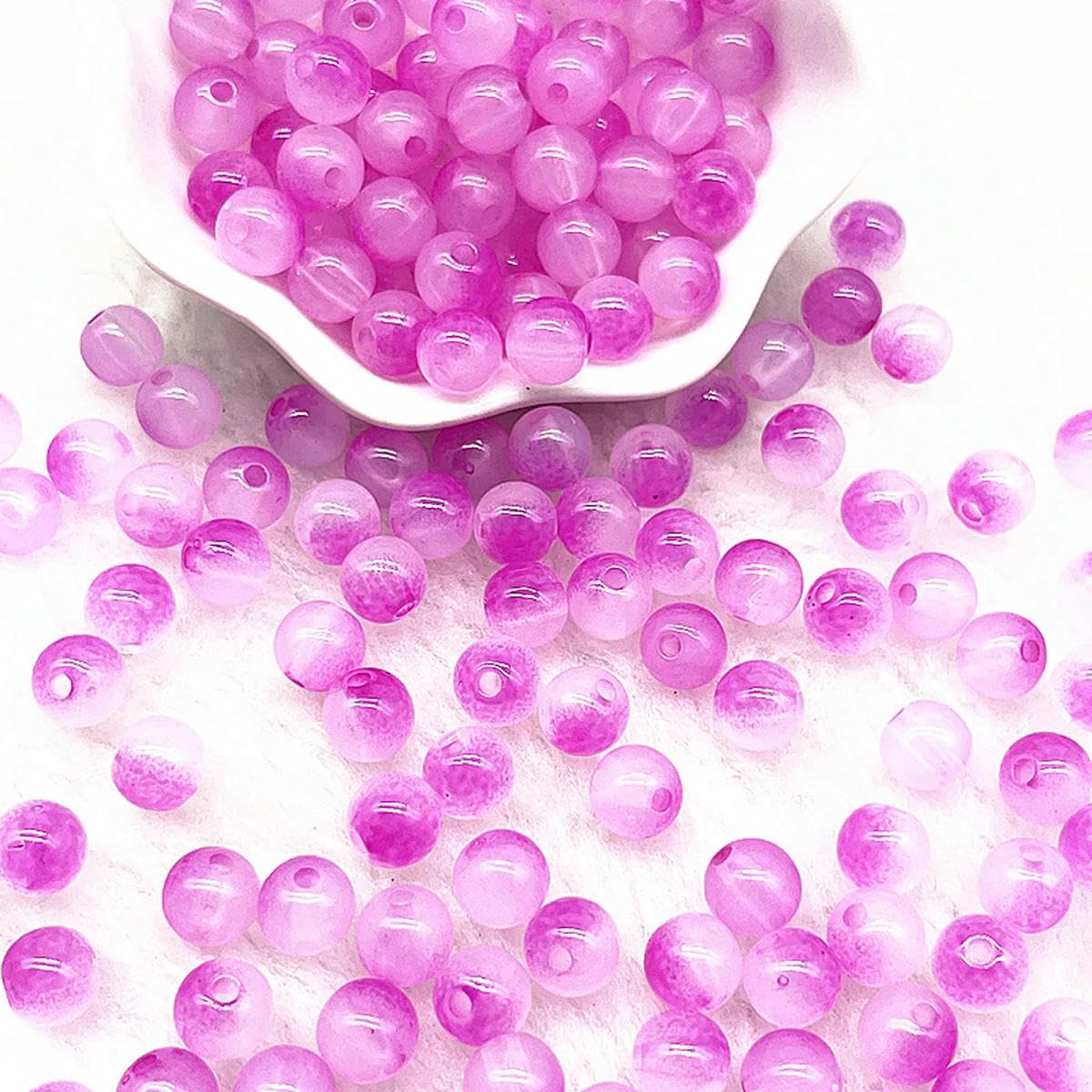 HUIOYG 50pcs 8mm Double Acrylic Beads Loose Spacer Beads for Jewelry Making