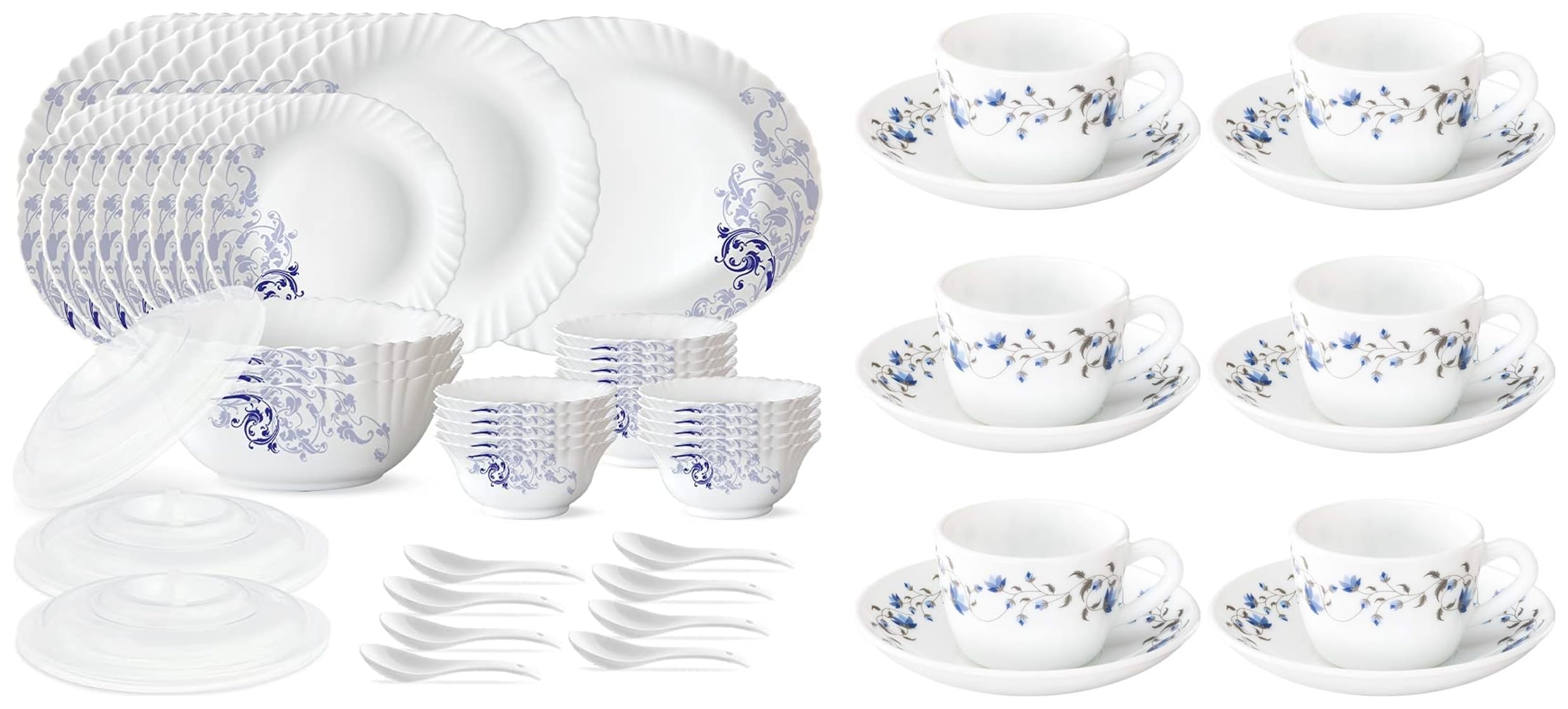 Larah by BOROSIL Blue Eve Silk Series Opalware Dinner Set, 47 Pieces, White & Larah By Borosil - Helena (LH) Cup and Saucer Set, 140ml, 12 Pieces, White, Opalware (B0C99MBP3Z) Amazon Price History, Amazon Price Tracker