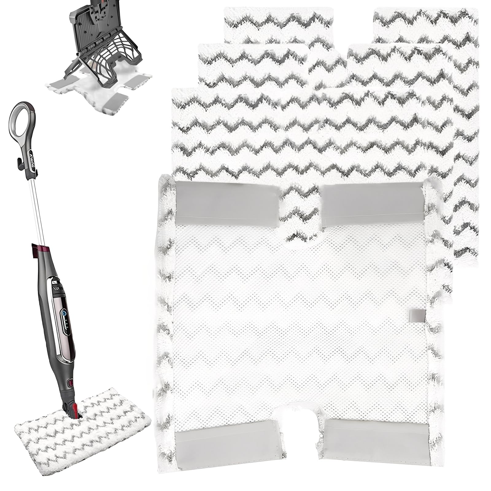4 PCS S6003UK Steam Mop Replacement Pads Compatible with Shark Steam Mop S6003UK S6005UK Klik n' Flip Corded Steam Pocket Mop, Reusable & Machine Washable #S3973D, S6002, S5003D, S5002, S3973WM