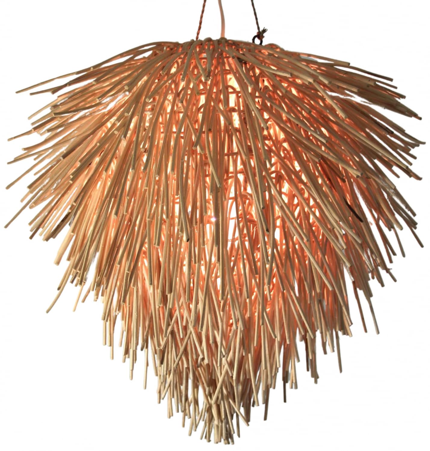 GURU SHOP Deckenleuchte 'Asmara' – Handgeflochten Aus Rattan, 70x42x42 Cm, Naturfarben