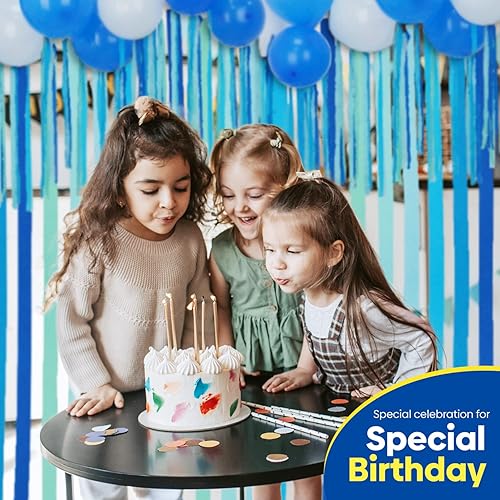 Vista 158 de 8 rollos de serpentinas moradas, paquete de 656 pies de papel crepé morado con blanco para decoraciones de fiestas, decoraciones de cumpleaños